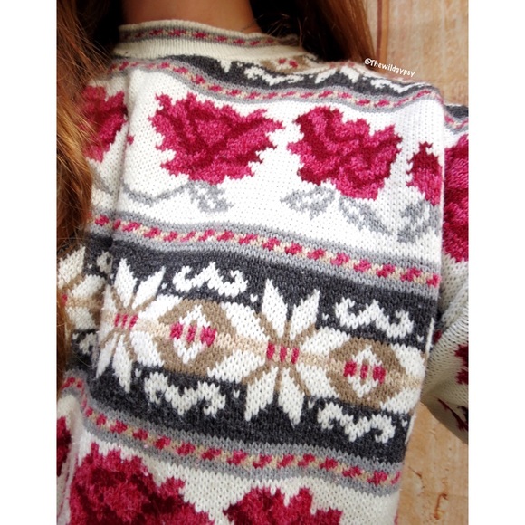 Vintage floral fair isle chunky knit oversized sweater ☕️ - Picture 5 of 6